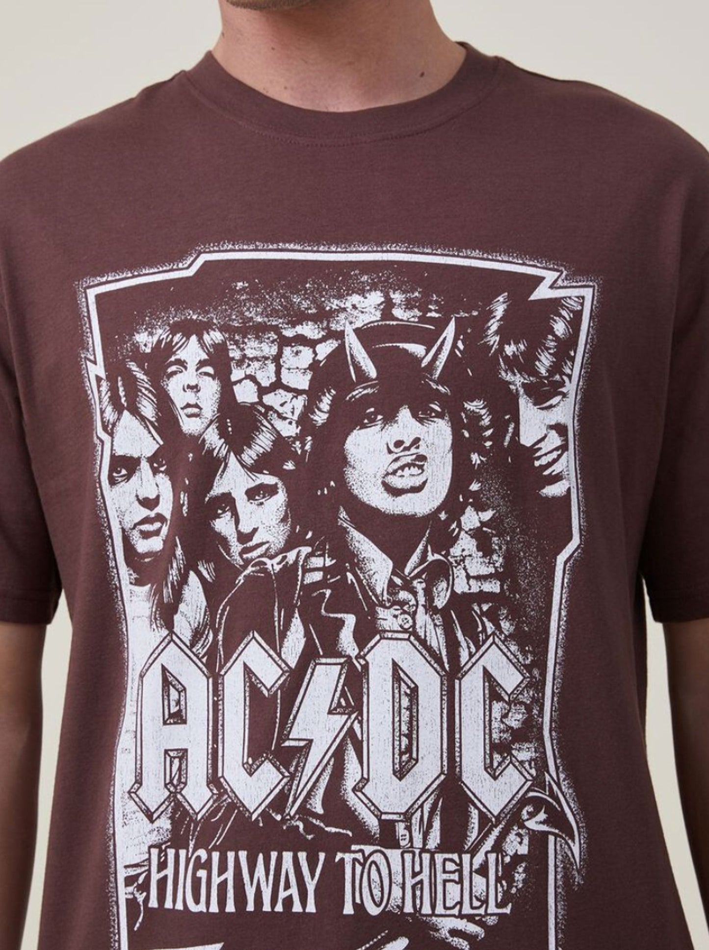 ACDC Highway To Hell Retro Tee Vintage Style LOOSE FIT - Officially Licensed Adult T Shirt