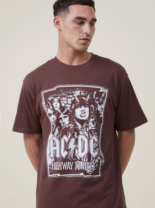 ACDC Highway To Hell Retro Tee Vintage Style LOOSE FIT - Officially Licensed Adult T Shirt