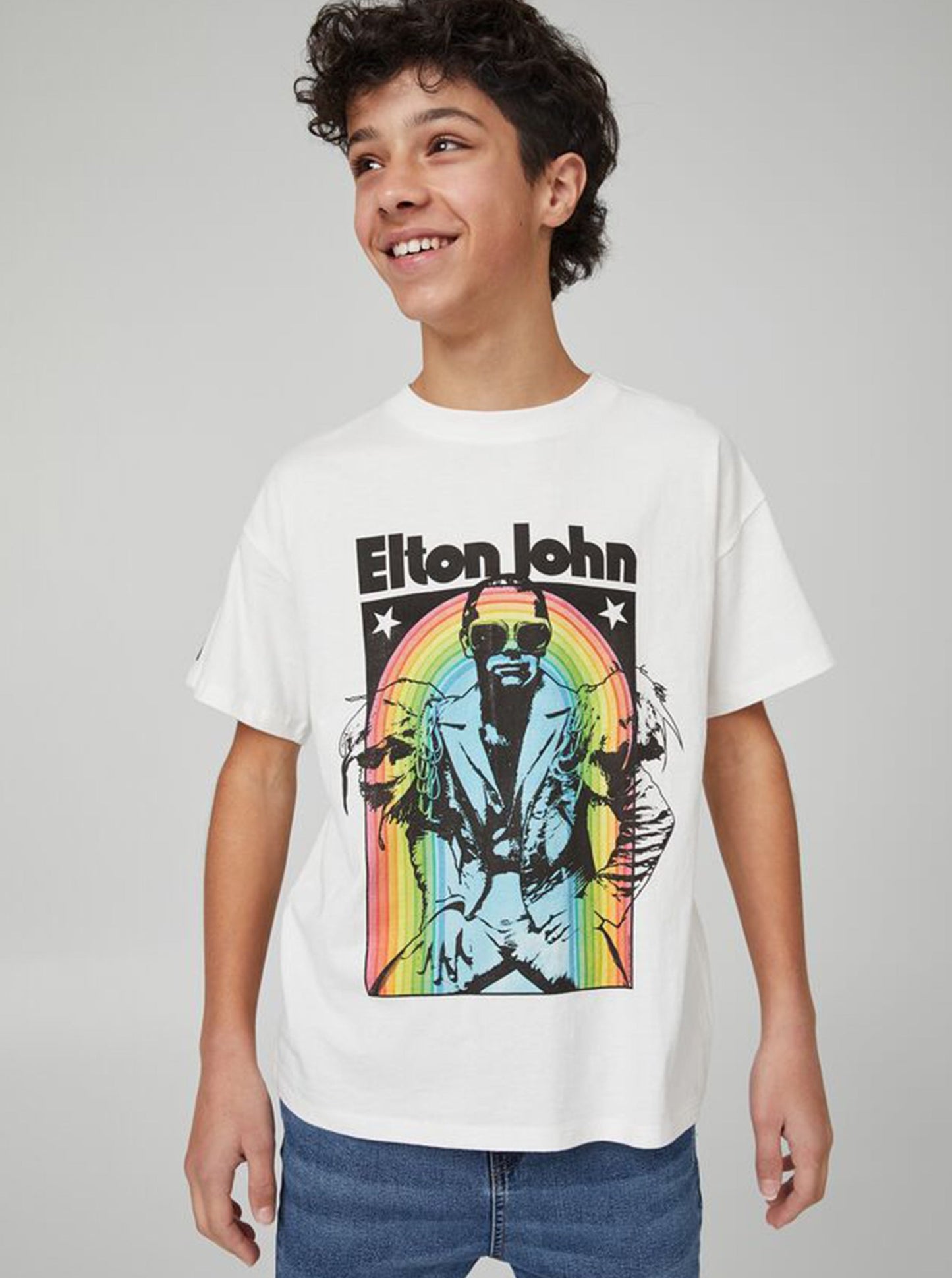 Elton John Retro White Tee Vintage Style - Officially Licensed Kids T Shirt