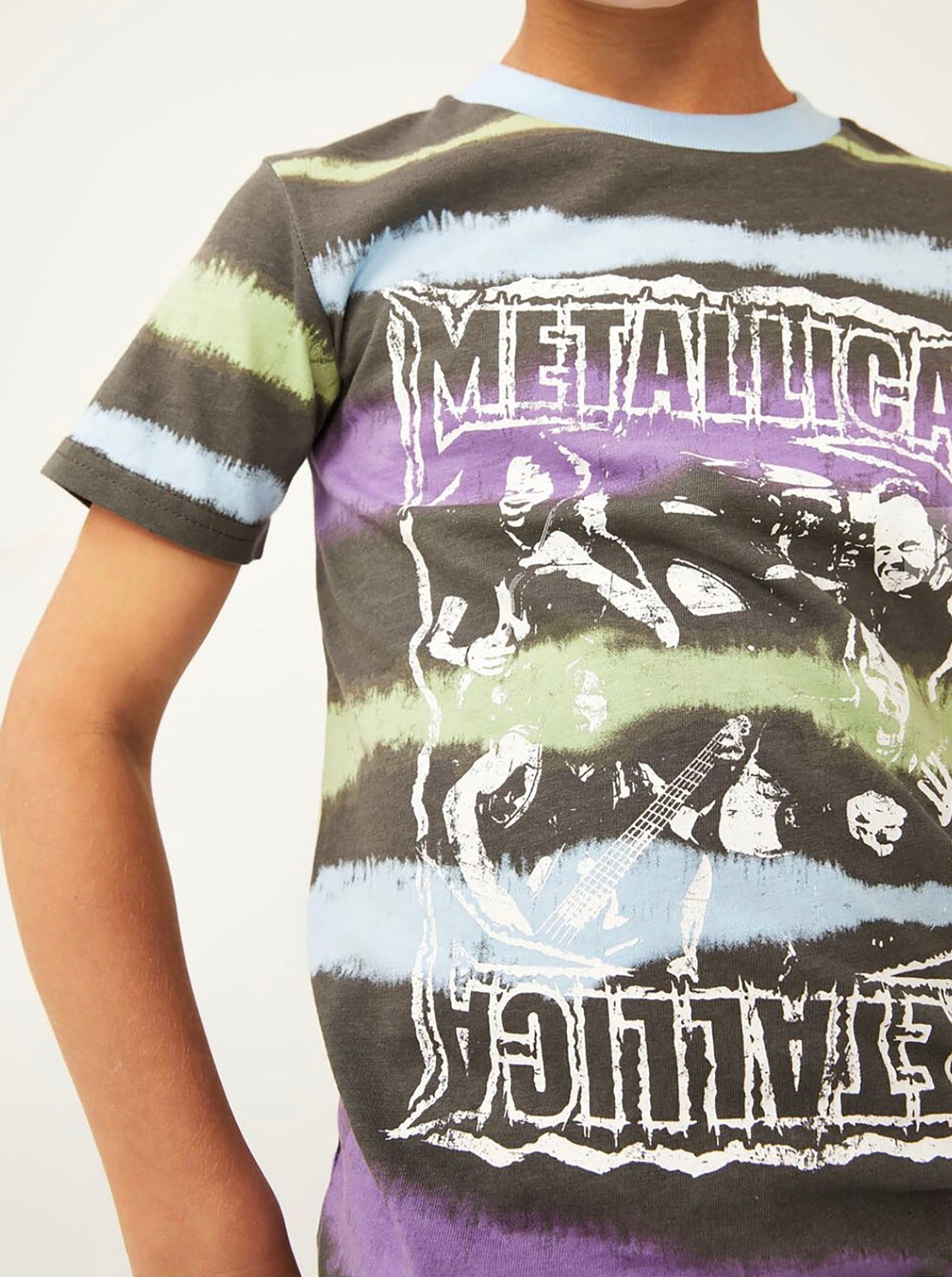 Purple tie dye metallica sales shirt