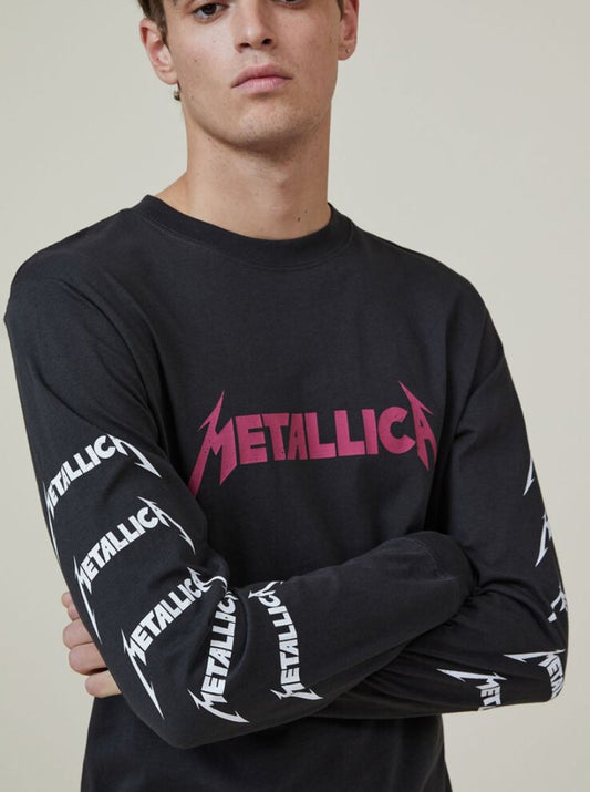 Metallica Long Sleeve Retro Tee Vintage Style - Officially Licensed Adult T Shirt