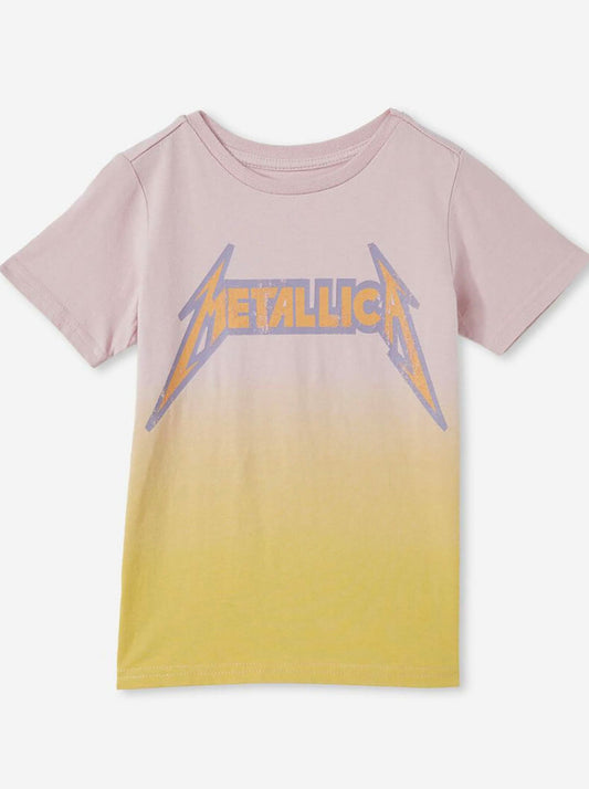 Metallica Tour 1985 Vintage Style Tee Yellow dip dye- Officially Licensed Kids T Shirt