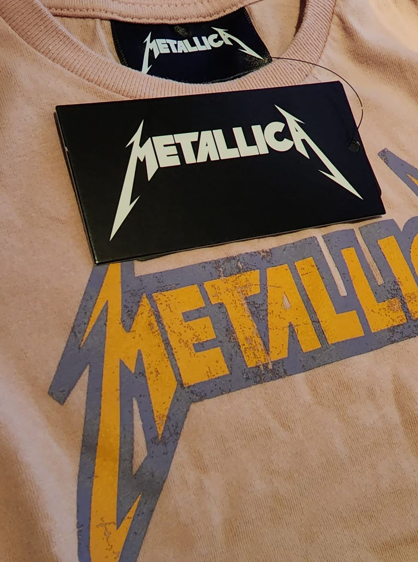 Metallica Tour 1985 Vintage Style Tee Yellow dip dye- Officially Licensed Kids T Shirt