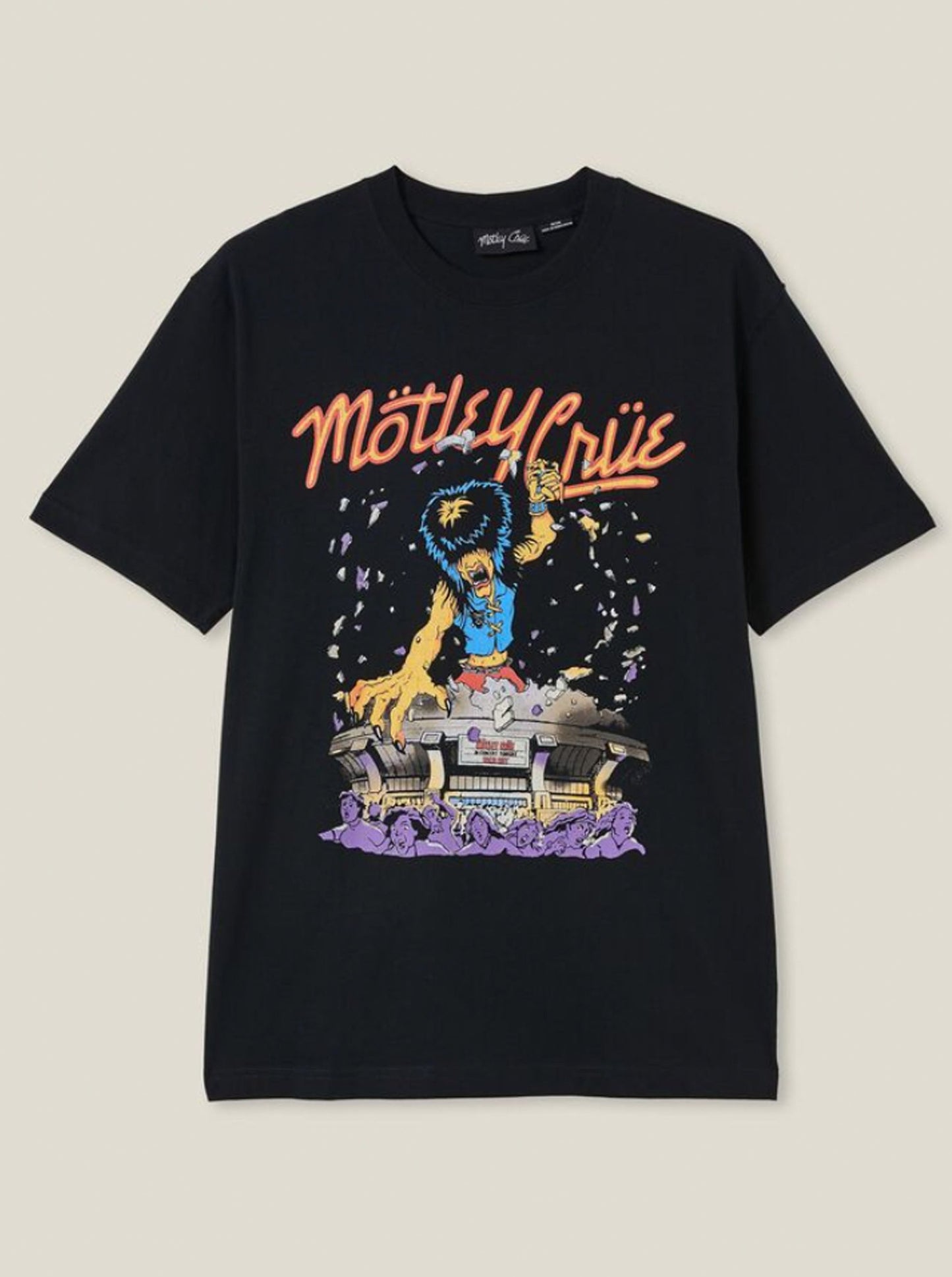 Motley Crue Stadium Terror Retro Tee Vintage Style LOOSE FIT- Officially Licensed Adult T Shirt