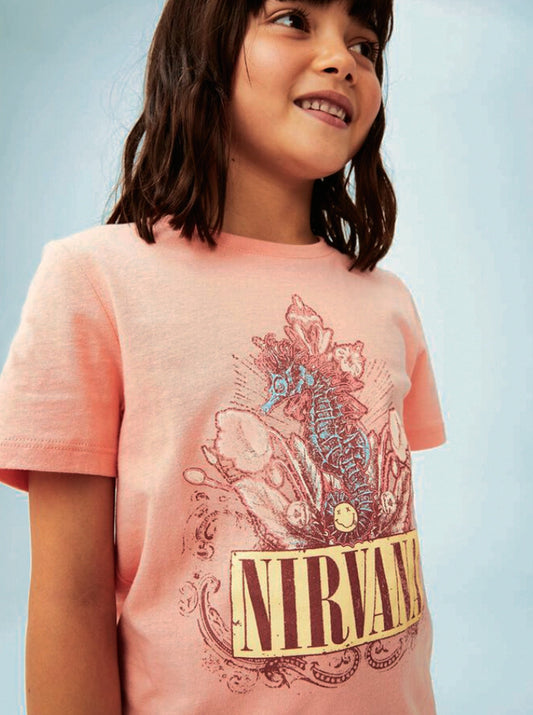 Nirvana with Seahorse Officially Licensed Vintage Style T Shirt