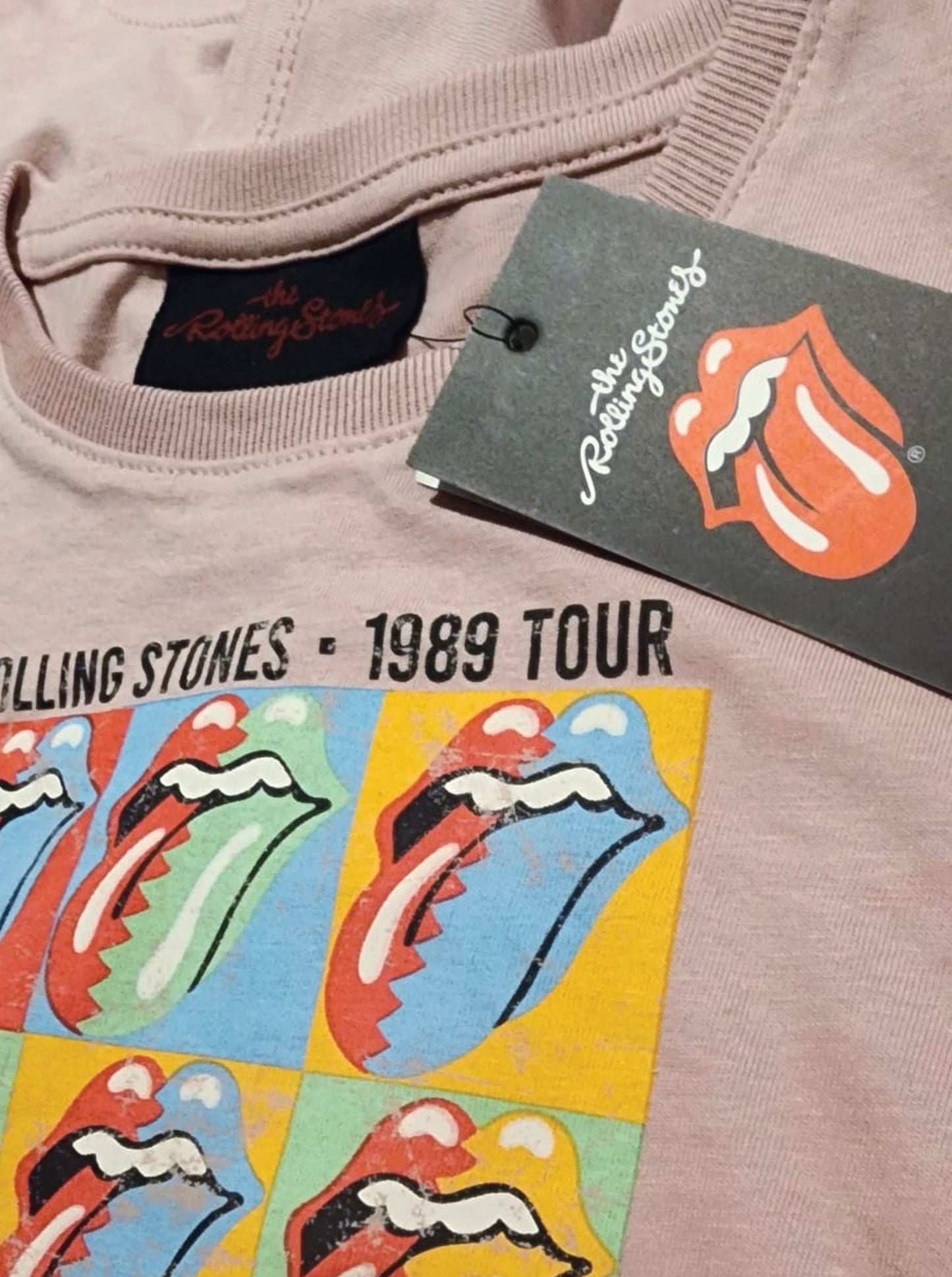 Rolling Stones 1989 Tour Two Tone Tongues Officially Licensed Kids Tee - Vintage Style T-Shirt