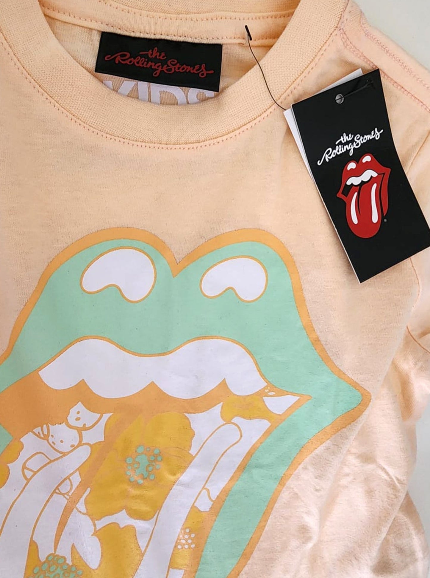 Rolling Stones Floral Peach Officially Licensed KIDS Rock T-Shirt