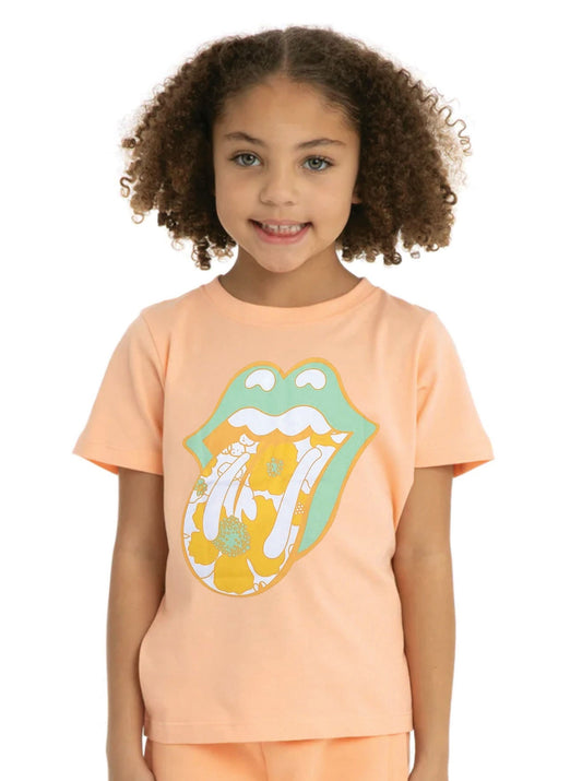 Rolling Stones Floral Peach Officially Licensed KIDS Rock T-Shirt